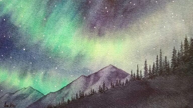Northern Lights in Watercolor