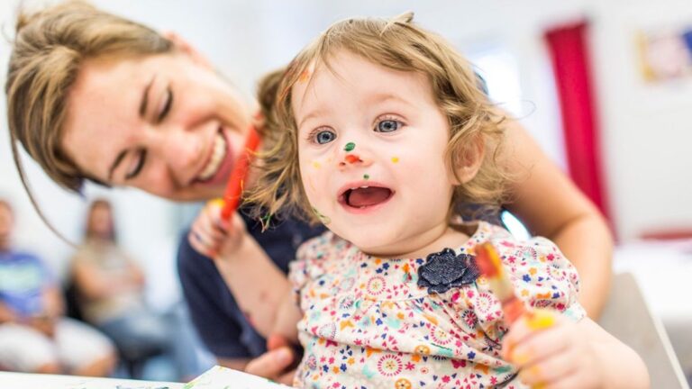 Sensory Play in Paint for Babies