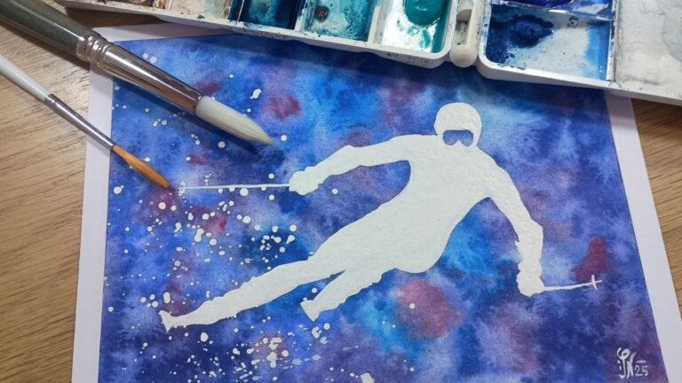 Holiday Cards in Watercolor: The Skier